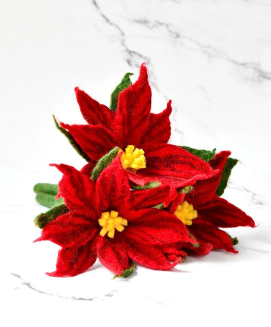 Flower - Red Poinsettia (set of 3)